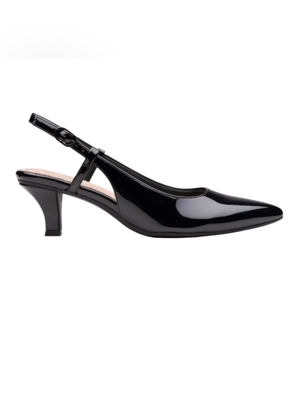 Clarks Black Patent Slingback Pump - Women's Dress Heel